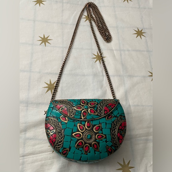 Handbags - Vintage Handmade Hard Shell Mosaic Crossbody